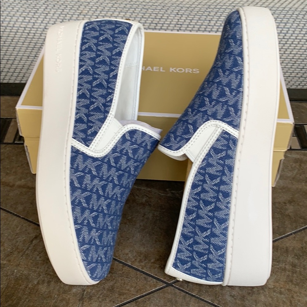 MICHAEL KORS TEDDY SLIP ON DENIM JACQUARD DENIM/Op - Picture 6 of 16